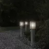 3 db ezüst rozsdamentes acél kültéri állólámpa érzékelővel 60cm