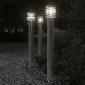   Ezüst rozsdamentes acél kültéri állólámpa érzékelővel 110 cm