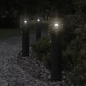   3db fekete rozsdamentes acél kültéri állólámpa érzékelővel 60cm