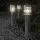 3 db ezüst rozsdamentes acél kültéri állólámpa aljzattal 60 cm