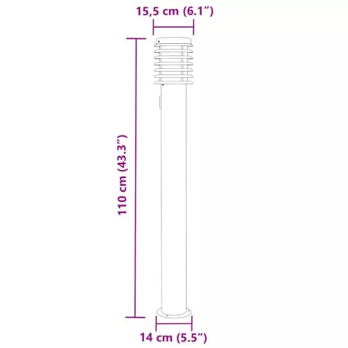 3 db fekete rozsdamentes acél kültéri állólámpa aljzattal 110cm