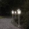 3 db ezüstszínű rozsdamentes acél kültéri állólámpa 80 cm