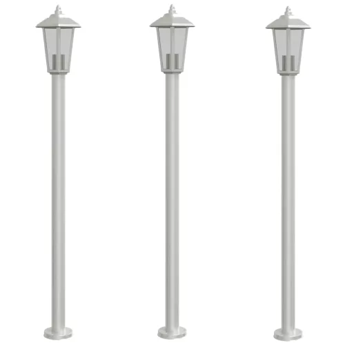 3 db ezüstszínű rozsdamentes acél kültéri állólámpa 120 cm