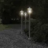 3 db ezüstszínű rozsdamentes acél kültéri állólámpa 120 cm