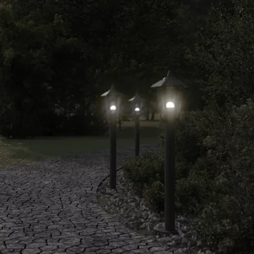 Fekete rozsdamentes acél kültéri állólámpa 80 cm