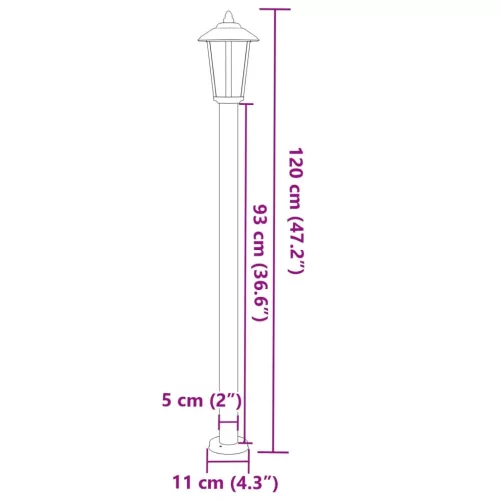 3 db fekete rozsdamentes acél kültéri állólámpa 120 cm