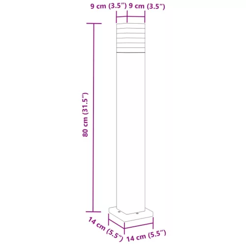 Fekete alumínium kültéri állólámpa 80 cm