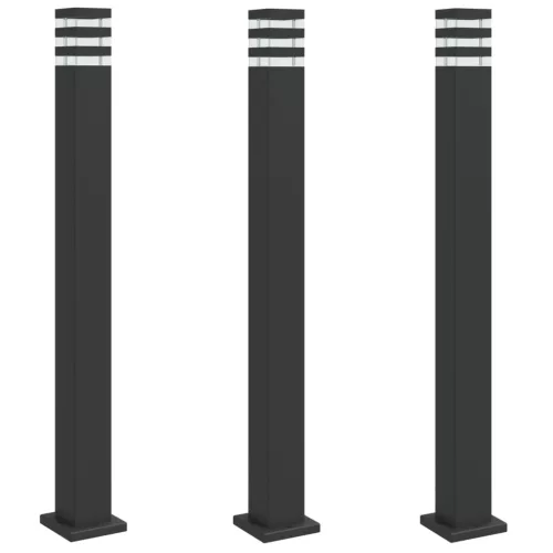 3 db fekete alumínium kültéri állólámpa 110 cm