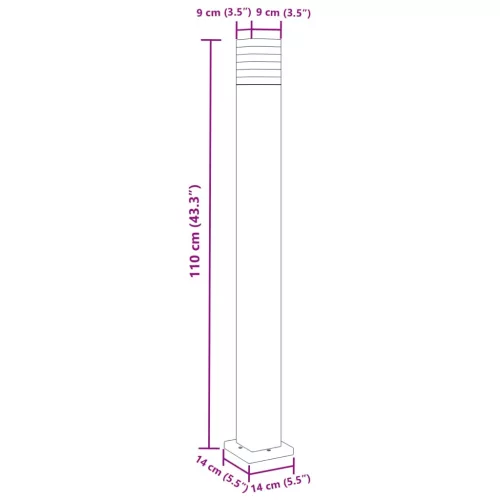 3 db fekete alumínium kültéri állólámpa 110 cm