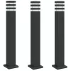 3 db fekete alumínium kültéri állólámpa aljzattal 80 cm
