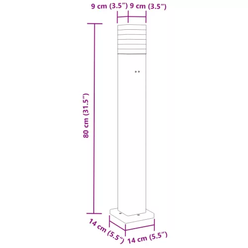 3 db fekete alumínium kültéri állólámpa aljzattal 80 cm