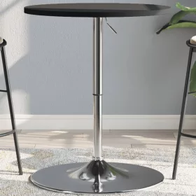   Fekete szerelt fa és krómozott acél bárasztal 60 x 60 x 90 cm