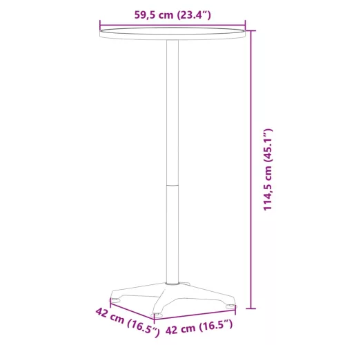 Kerti állítható magasságú alumínium bárasztal Ø59,5x70/114,5 cm