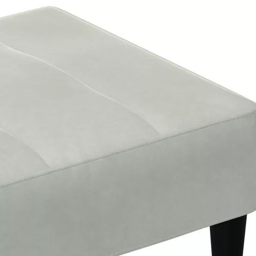 Világosszürke bársony lábzsámoly 77x55x31 cm