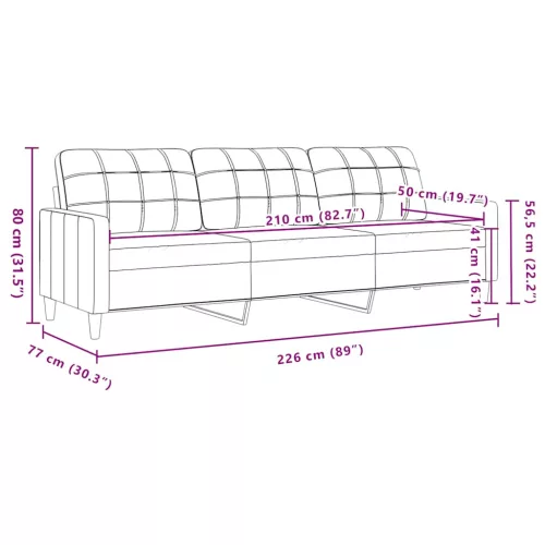 3 személyes barna szövetkanapé 210 cm