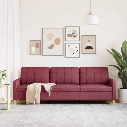 3 személyes bordó szövet kanapé 210 cm