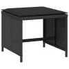 4 db fekete polyrattan kerti szék párnákkal 40 x 40 x 35 cm