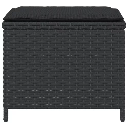 4 db fekete polyrattan kerti szék párnákkal 40 x 40 x 35 cm