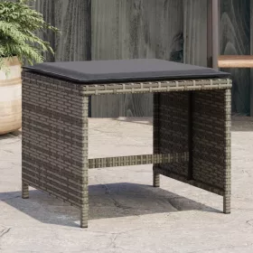   4 db szürke polyrattan kerti szék párnával 40 x 40 x 35 cm