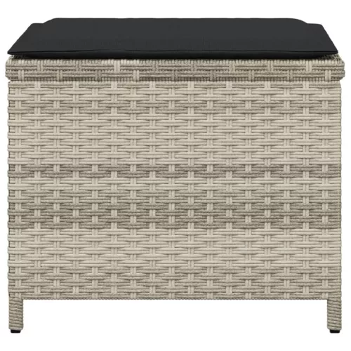 4db világosszürke polyrattan kerti szék párnával 40x40x35 cm