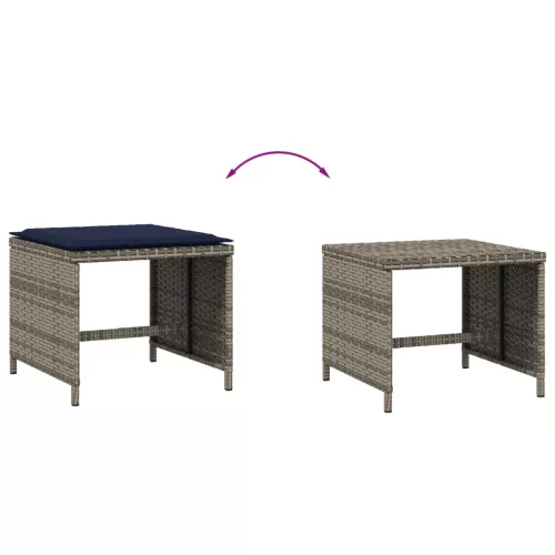 4 db szürke polyrattan kerti szék párnával 40 x 40 x 35 cm