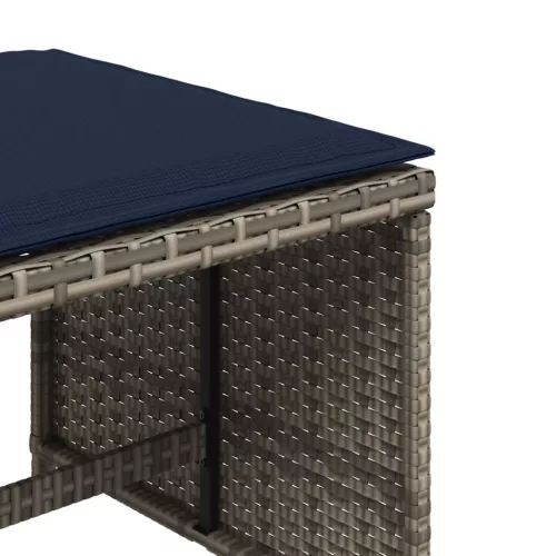 4 db szürke polyrattan kerti szék párnával 40 x 40 x 35 cm