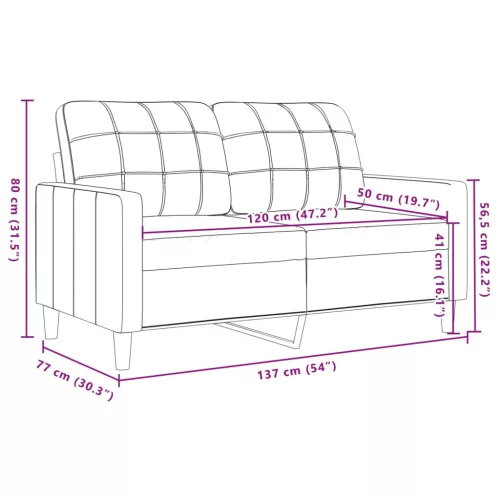 Kétszemélyes sárga bársony kanapé 120 cm