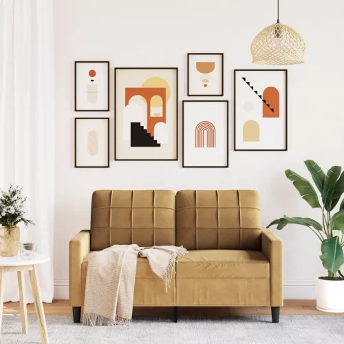 Kétszemélyes barna bársony kanapé 120 cm