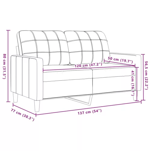 Kétszemélyes barna bársony kanapé 120 cm