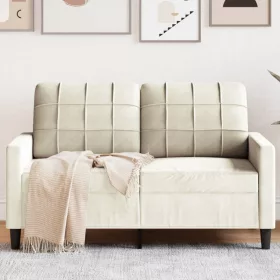 Kétszemélyes krémszínű bársony kanapé 120 cm
