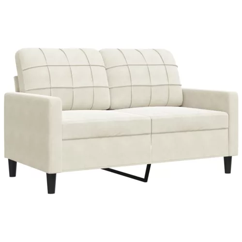 Kétszemélyes krémszínű bársony kanapé 120 cm