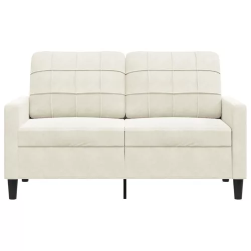 Kétszemélyes krémszínű bársony kanapé 120 cm
