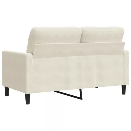 Kétszemélyes krémszínű bársony kanapé 120 cm