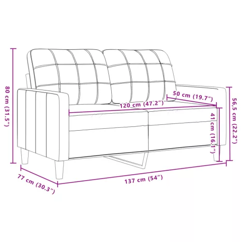 Kétszemélyes krémszínű bársony kanapé 120 cm