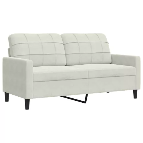 Kétszemélyes krémszínű bársony kanapé 140 cm