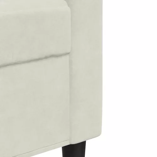 Kétszemélyes krémszínű bársony kanapé 140 cm