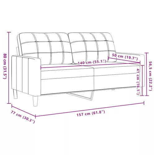 Kétszemélyes krémszínű bársony kanapé 140 cm
