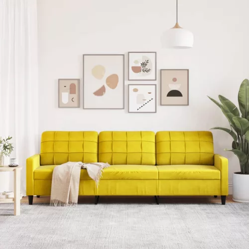 3 személyes sárga bársony kanapé 210 cm