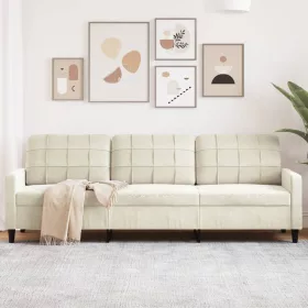 3 személyes krémszínű bársony kanapé 210 cm