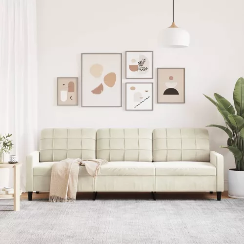 3 személyes krémszínű bársony kanapé 210 cm