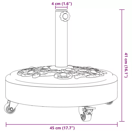 Görgős kerek napernyőtalp rúdhoz Ø38 / 48 mm 27 kg