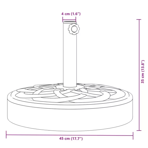 Kerek napernyőtalp rúdhoz Ø38 / 48 mm 25 kg