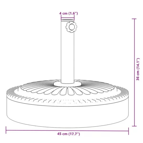 Kerek napernyőtalp rúdhoz Ø38 / 48 mm 25 kg