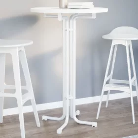 Fehér étkezőasztal szerelt fa és acél Ø70x110 cm
