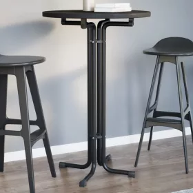Fekete étkezőasztal szerelt fa és acél Ø70 x 110 cm