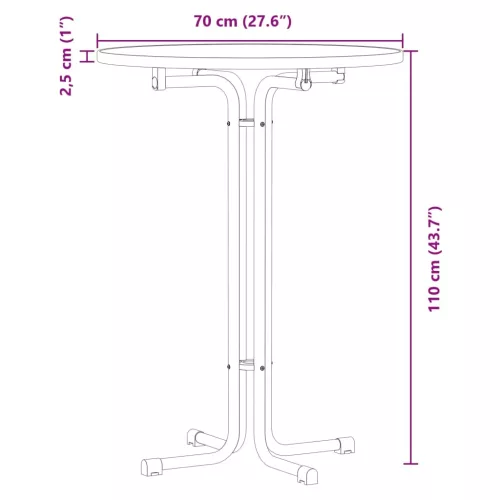 Fekete étkezőasztal szerelt fa és acél Ø70 x 110 cm