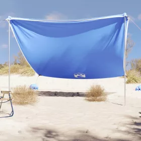 Kék strandnapernyő homokrögzítőkkel 304x300 cm