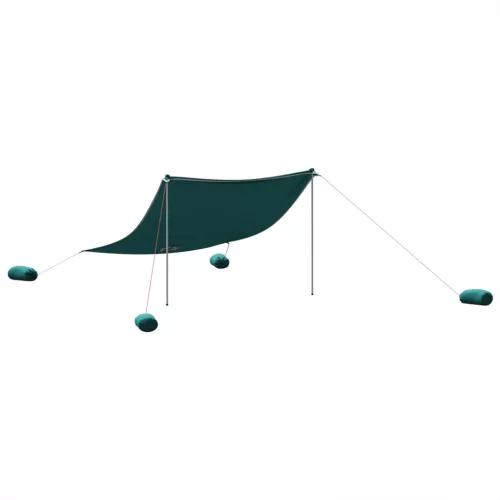 Zöld strandnapernyő homokrögzítőkkel 304x300 cm