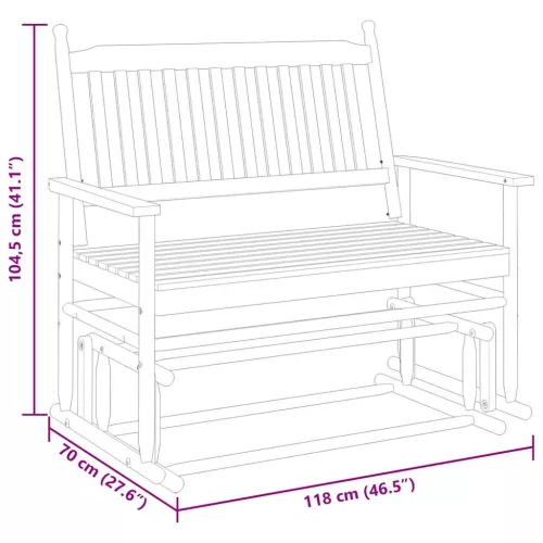 Fekete tömör nyárfa hintapad 118 x 70 x 104,5 cm