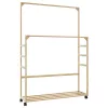 Bambusz ruhaállvány polcokkal és kerekekkel 90x35x155 cm